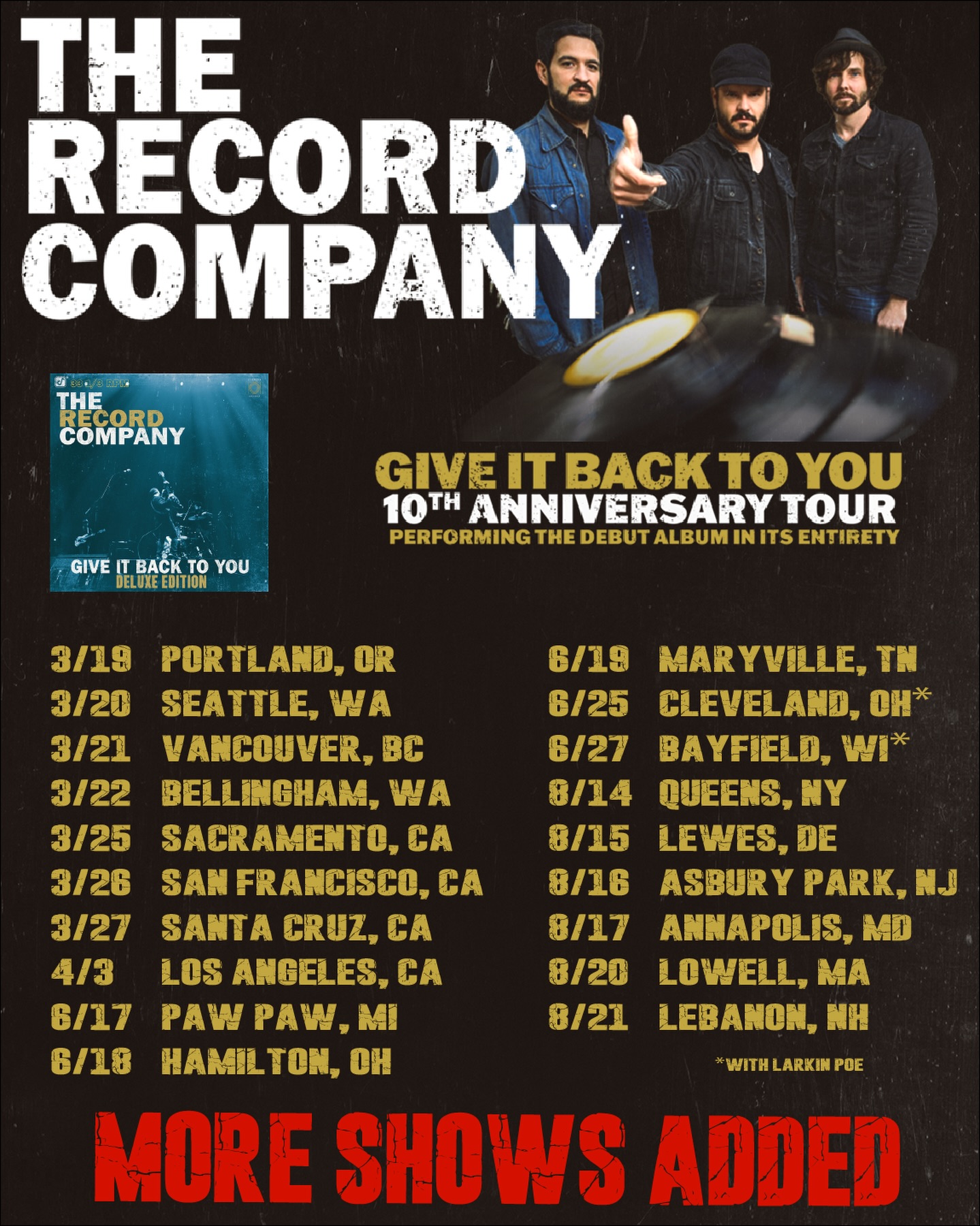 The Record Company Give It Back To You 10th Anniversary Tour Poster 2026